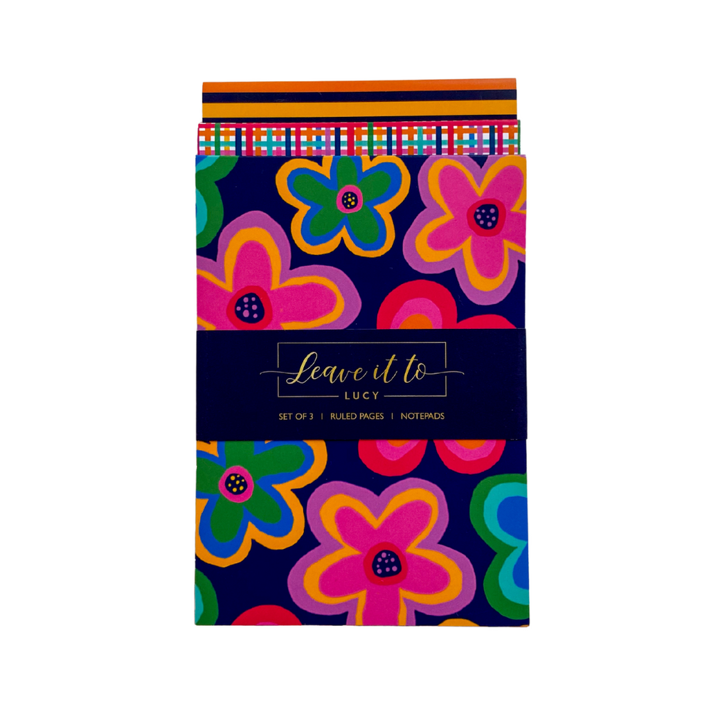 Set of three colourful A6 Notepads